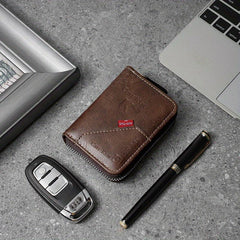 Men's Zipper Card Holder Short Wallet Large Capacity Coin Purse