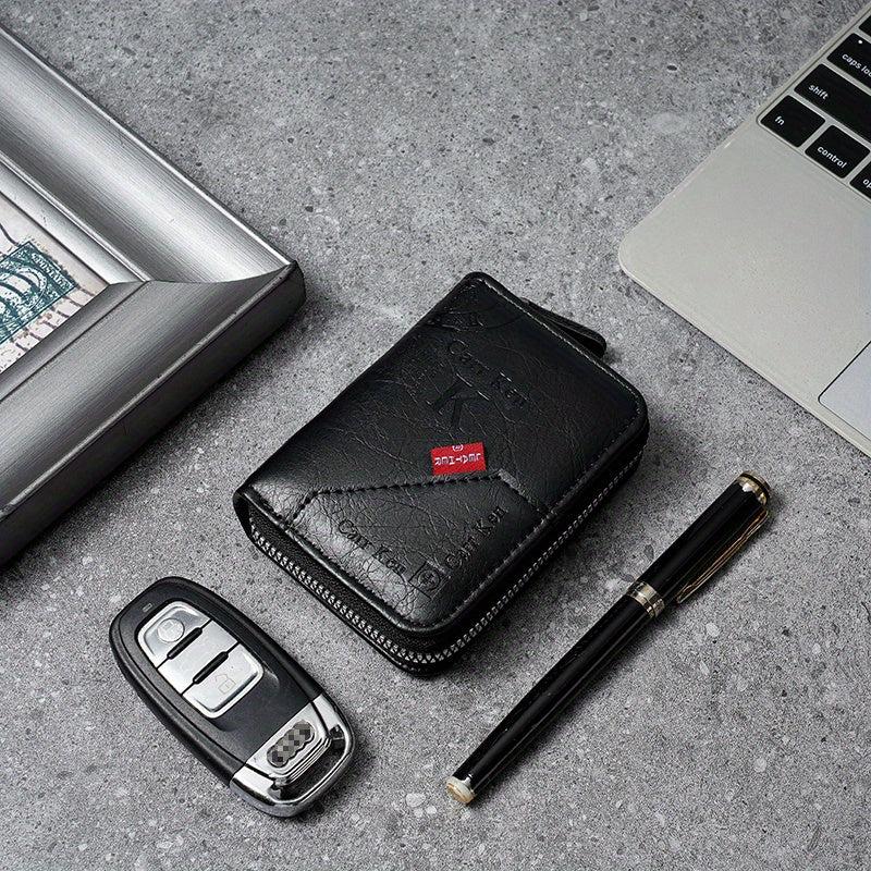 Men's Zipper Card Holder Short Wallet Large Capacity Coin Purse