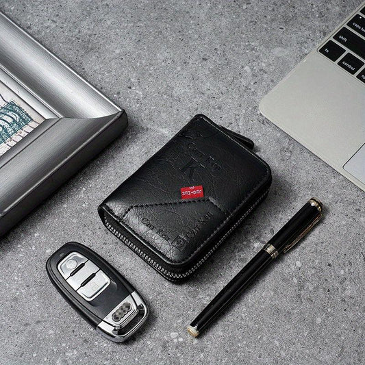 Men's Zipper Card Holder Short Wallet Large Capacity Coin Purse
