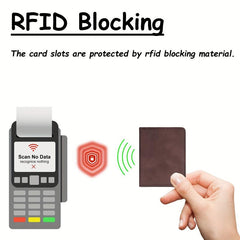 RFID Blocking Card Holder Bifold Leather Slim Wallet