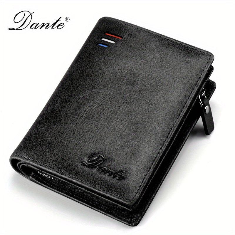 Men's Leather Wallet RFID Blocking Zip Coin Purse
