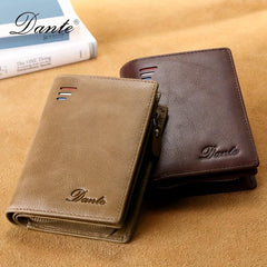 Men's Leather Wallet RFID Blocking Zip Coin Purse