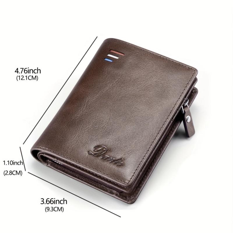 Men's Leather Wallet RFID Blocking Zip Coin Purse