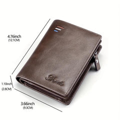 Men's Leather Wallet RFID Blocking Zip Coin Purse