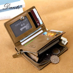 Men's Leather Wallet RFID Blocking Zip Coin Purse