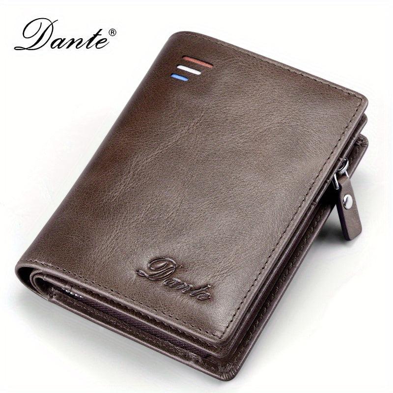 Men's Leather Wallet RFID Blocking Zip Coin Purse