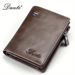 Men's Leather Wallet RFID Blocking Zip Coin Purse
