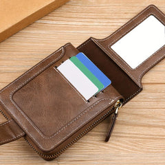 Men's Vintage Small Wallet PU Leather Short Purse Zip Clutch