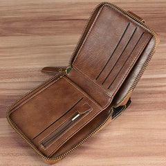 Men's Vintage Small Wallet PU Leather Short Purse Zip Clutch