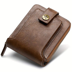 Men's Vintage Small Wallet PU Leather Short Purse Zip Clutch