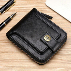 Men's Vintage Small Wallet PU Leather Short Purse Zip Clutch