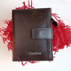 Men's Vintage Short Wallet Vertical Card Holder Zipper Wallet Driver's Card Bag