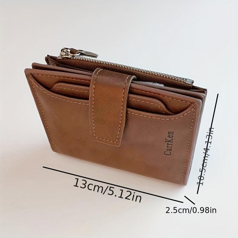 Men's Vintage Short Wallet Vertical Card Holder Zipper Wallet Driver's Card Bag