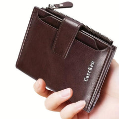 Men's Vintage Short Wallet Vertical Card Holder Zipper Wallet Driver's Card Bag