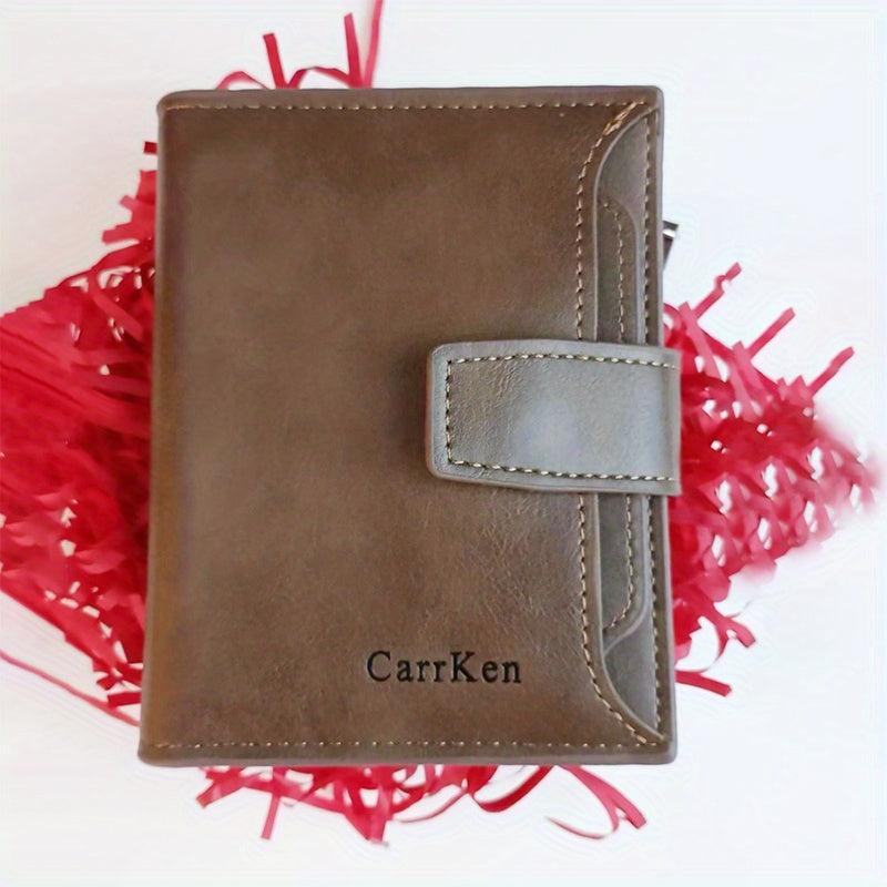 Men's Vintage Short Wallet Vertical Card Holder Zipper Wallet Driver's Card Bag