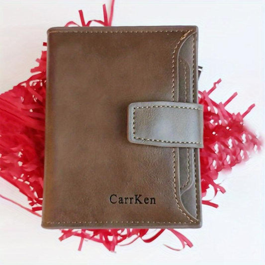 Men's Vintage Short Wallet Vertical Card Holder Zipper Wallet Driver's Card Bag