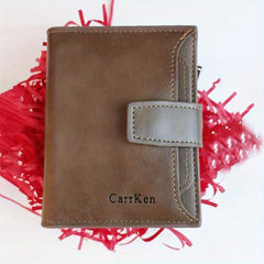 Men's Vintage Short Wallet Vertical Card Holder Zipper Wallet Driver's Card Bag