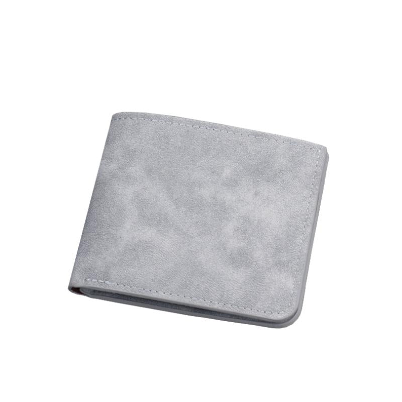 Men Wallet Brown Gray Card Holder PU Leather Money Clip