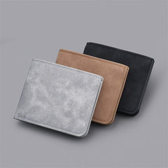 Men Wallet Brown Gray Card Holder PU Leather Money Clip