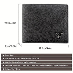 Men's Large Capacity Leather Wallet Money Clip
