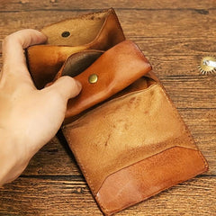 Vintage Leather Card Holder Front Pocket Wallet ID Card Purse