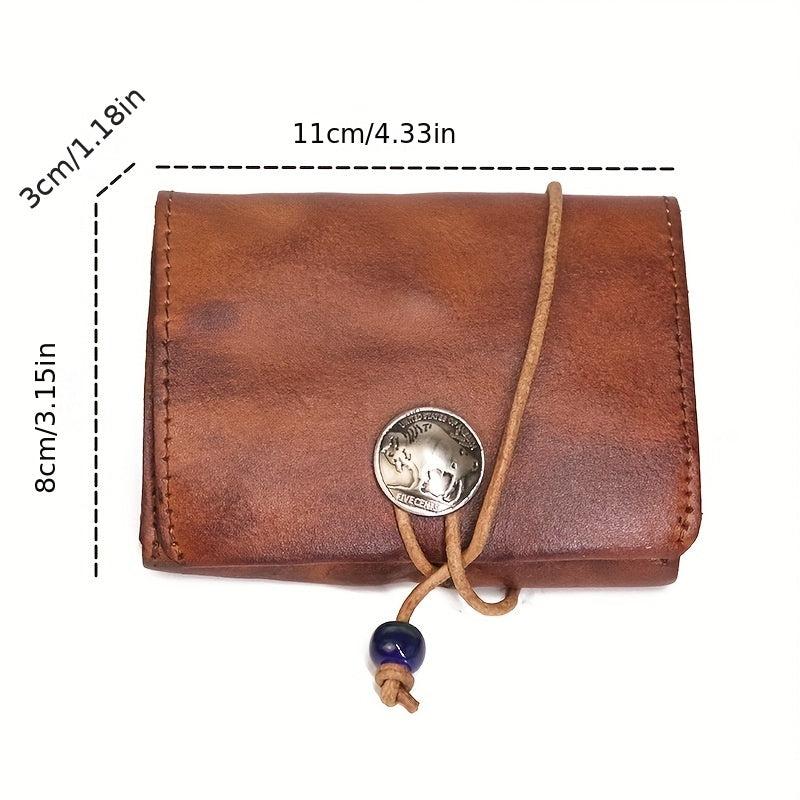 Vintage Leather Card Holder Front Pocket Wallet ID Card Purse