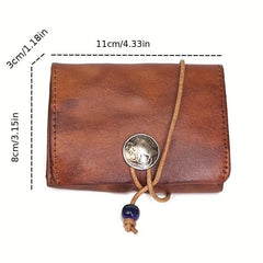 Vintage Leather Card Holder Front Pocket Wallet ID Card Purse