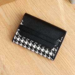 Men's Houndstooth Card Case Bag Large Capacity Eleven Card Positions