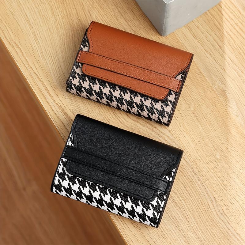 Men's Houndstooth Card Case Bag Large Capacity Eleven Card Positions