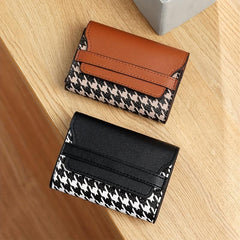 Men's Houndstooth Card Case Bag Large Capacity Eleven Card Positions