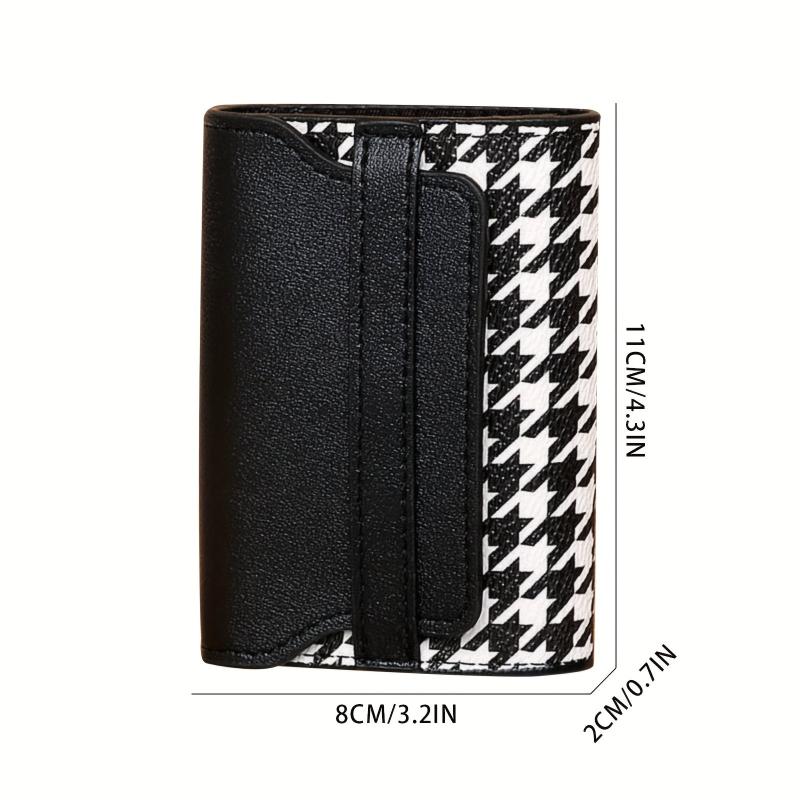 Men's Houndstooth Card Case Bag Large Capacity Eleven Card Positions
