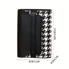 Men's Houndstooth Card Case Bag Large Capacity Eleven Card Positions