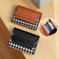Men's Houndstooth Card Case Bag Large Capacity Eleven Card Positions