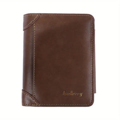 Men's Short Wallet Leather Trifold Zipper Coin Purse Card Holder