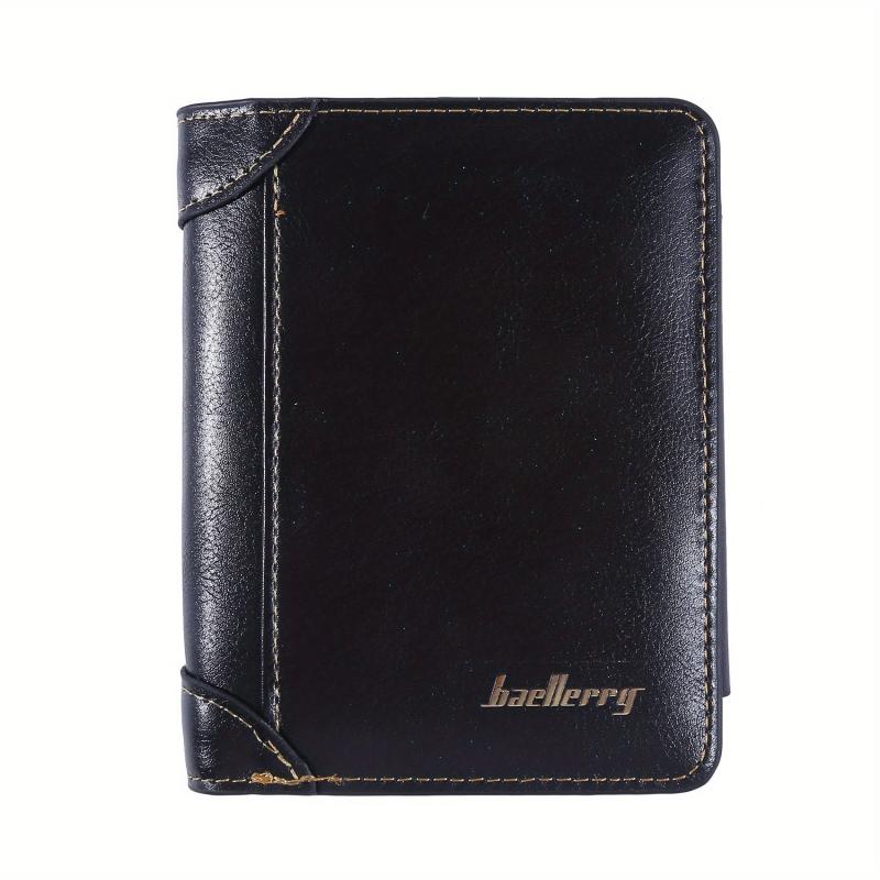 Men's Short Wallet Leather Trifold Zipper Coin Purse Card Holder