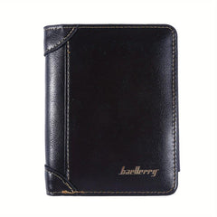 Men's Short Wallet Leather Trifold Zipper Coin Purse Card Holder