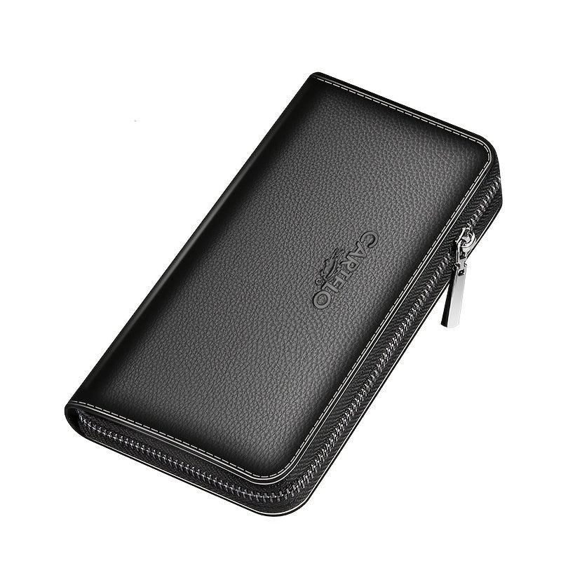 Men's PU Leather Wallet Zipper Clutch Bag