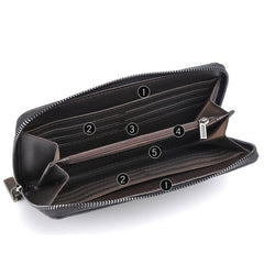 Men's PU Leather Wallet Zipper Clutch Bag