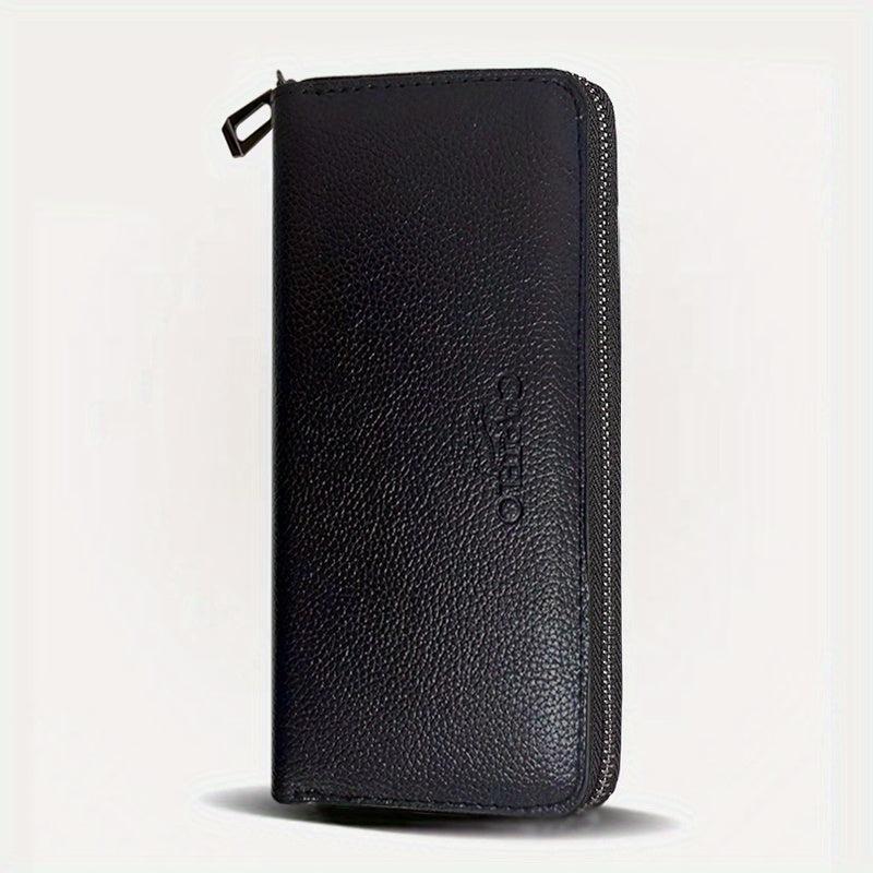 Men's PU Leather Wallet Zipper Clutch Bag