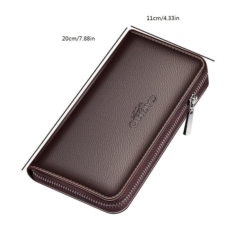 Men's PU Leather Wallet Zipper Clutch Bag