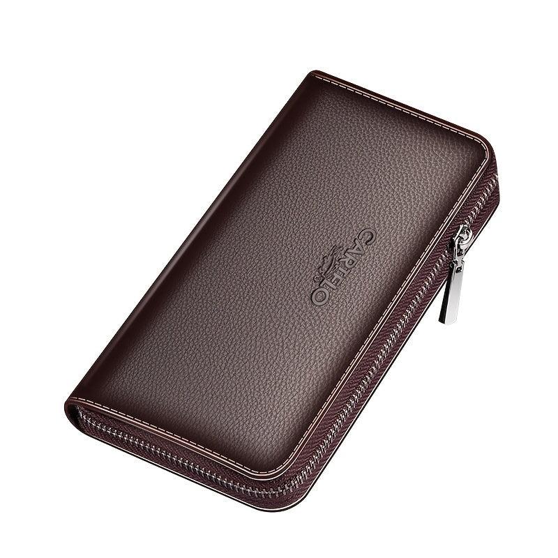 Men's PU Leather Wallet Zipper Clutch Bag