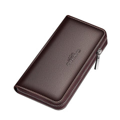 Men's PU Leather Wallet Zipper Clutch Bag