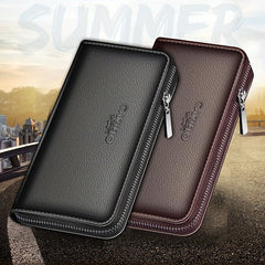 Men's PU Leather Wallet Zipper Clutch Bag