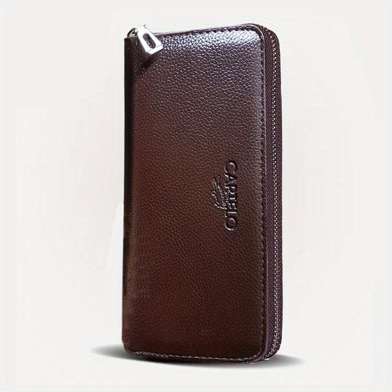 Men's PU Leather Wallet Zipper Clutch Bag