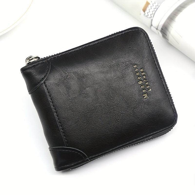 Men's Casual Zipper Short Wallet Coin Purse Large Capacity