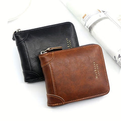 Men's Casual Zipper Short Wallet Coin Purse Large Capacity