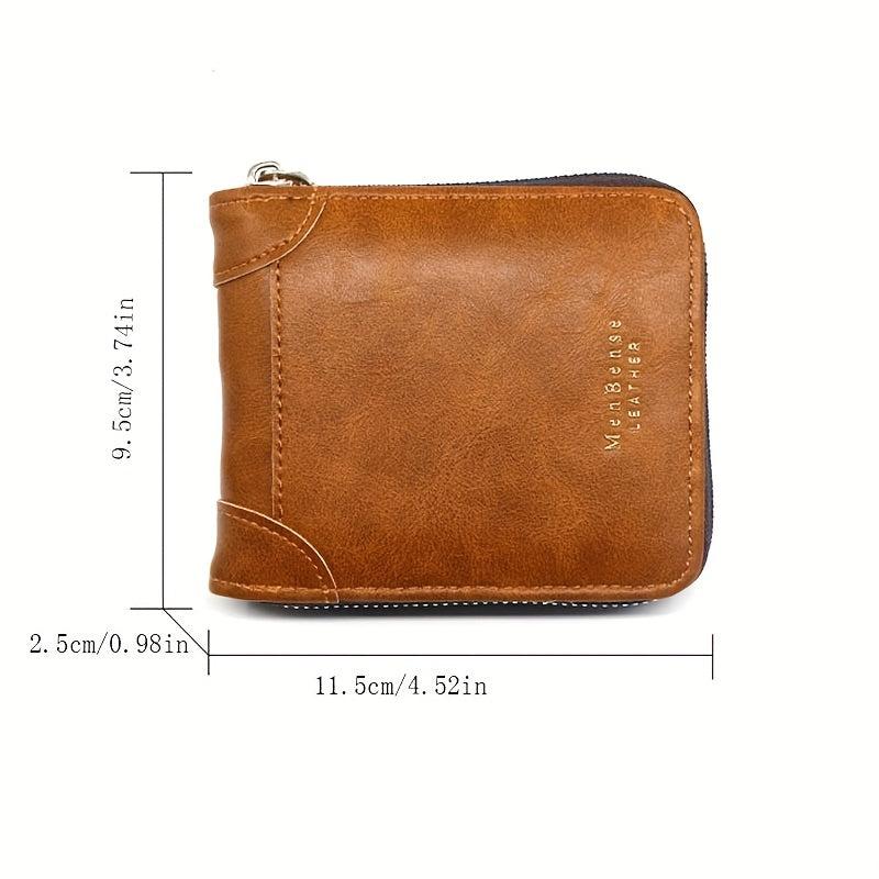 Men's Casual Zipper Short Wallet Coin Purse Large Capacity
