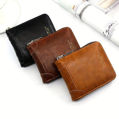 Men's Casual Zipper Short Wallet Coin Purse Large Capacity