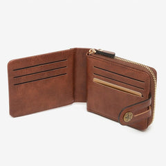 Men's Short Wallet Retro Card Holder Zipper Coin Purse