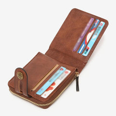 Men's Short Wallet Retro Card Holder Zipper Coin Purse